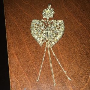 Rhinestone and sterling silver necklace pendant